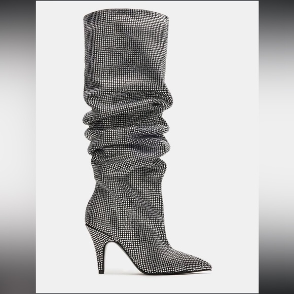 Steve Madden Silver Rhinestone Heeled Boots - Picture 2 of 9